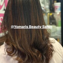 Yomaris Beauty Salon - Finished result. Choppy, not smooth. Damaged from excessive flat iron use