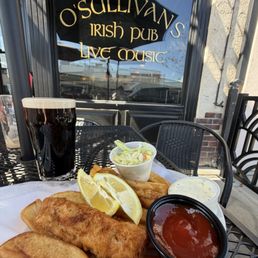 Exterior outside entrance of O'Sullivan's Irish Pub - 1/2 order fish & chips with a pint of guinness - Escondido, California Exterior outside entrance of O'Sullivan's Irish Pub - 1/2 order fish & chips with a pint of guinness - Escondido, California