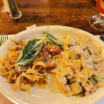 Il Cortile - Fettuccine di Parma on the left, Farfallette con Pollo, Asparagi e Speck on the right - Italian Near Me - New York, New York Il Cortile - Fettuccine di Parma on the left, Farfallette con Pollo, Asparagi e Speck on the right - Italian Near Me - New York, New York