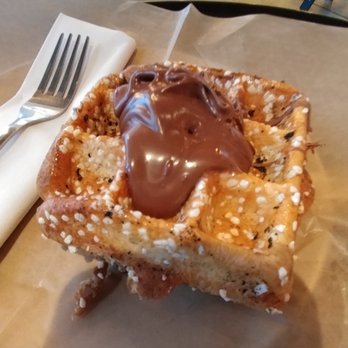 Jubala Coffee - Banana stuffed waffle with Nutella at Jubala Village Coffee - Coffee & Tea Near Me - Raleigh, North Carolina