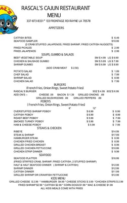 Menu photo 3 Rascals Cajun Restaurant Rayne, LA Menu photo 3 Rascals Cajun Restaurant Rayne, LA
