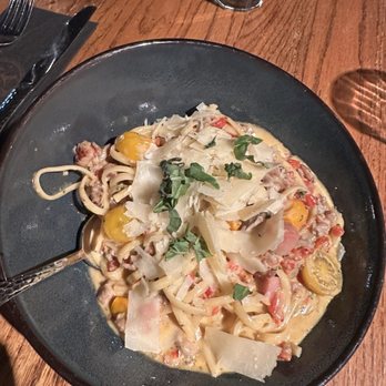 Madison Crossing Lounge - Chicken and Prosciutto Pasta - American Near Me - West Yellowstone, Montana Madison Crossing Lounge - Chicken and Prosciutto Pasta - American Near Me - West Yellowstone, Montana