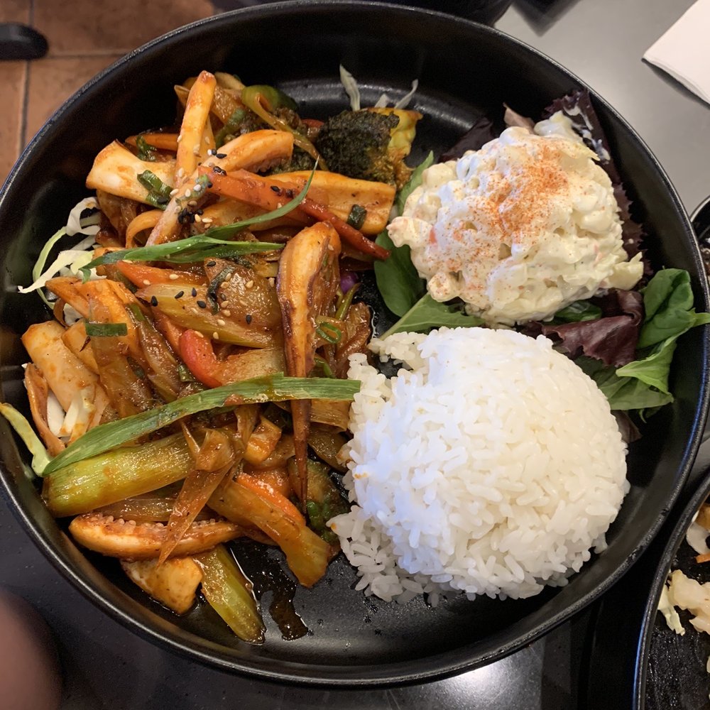 Cafe Moon - Spicy squid plate (PLENTY of squid) surprised - Korean Near Me - Kihei, Hawaii Cafe Moon - Spicy squid plate (PLENTY of squid) surprised - Korean Near Me - Kihei, Hawaii