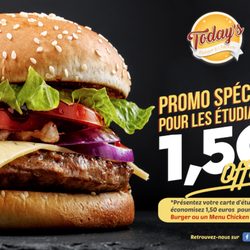 Todays Burger & Chicken - Un bon plan #Burger pour les étudiants : passez chez nous et économisez 1,5 euros... #metz #burger #trendmetz #Hamburger #halal ﻿