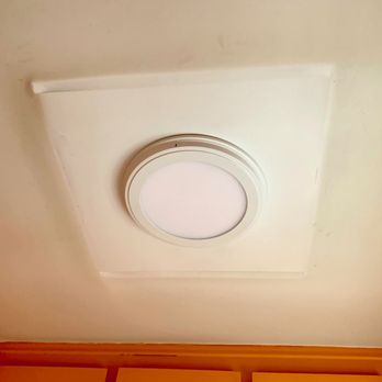 Asset Electric Corp - Low LED kitchen ceiling light replaced large fluorescent light fixture. - Electricians Near Me - Brooklyn, New York