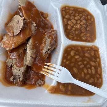 Marshall's Comeback BBQ - Brisket plate with beans - Barbeque Near Me - Gatesville, Texas Marshall's Comeback BBQ - Brisket plate with beans - Barbeque Near Me - Gatesville, Texas
