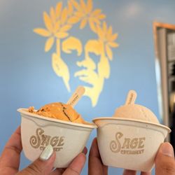 L-R: single scoops, Oreo Thai tea and lychee rose