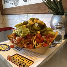 Loaded Nacho, vegetarian variety, suitable for plant-based consumers as well as level five and level six vegans. Loaded Nacho, vegetarian variety, suitable for plant-based consumers as well as level five and level six vegans.