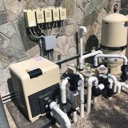 Island Breeze Pool & Spa - A beautiful complete pool equipment upgrade with Pentair equipment and automation.  Pentair UltraTemp heat pump.