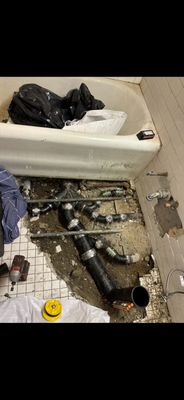 Bathroom drain pipe remodel - This remodel was done due to an infestation of pests and insects coming from within the floor and everything under was rotted to the core. Decided to rip everything out and put everything back new for old times sake