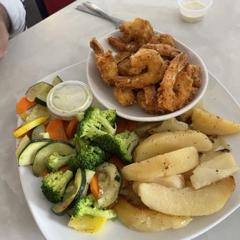 Aegean Restaurant - Fried shrimp, Greek, lemon, potatoes, vegetable melody - Greek Near Me - Shalimar, Florida