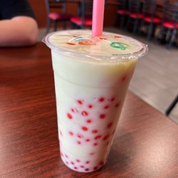 Voltage Bubble Tea - Piña colada with Strawberry pearls!