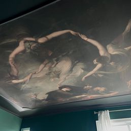11' ceiling mural cut to fit inside frame moulding