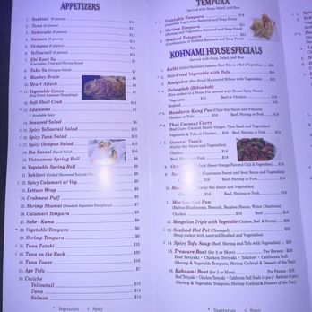 Kohnami Restaurant - Menu - Sushi Bars Near Me - South Padre Island, Texas Kohnami Restaurant - Menu - Sushi Bars Near Me - South Padre Island, Texas