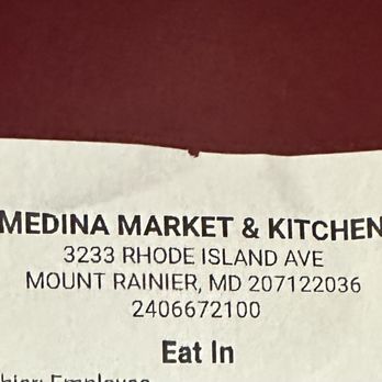 Medina Kitchen - Address from bill - Dominican Near Me - Mount Rainier, Maryland Medina Kitchen - Address from bill - Dominican Near Me - Mount Rainier, Maryland