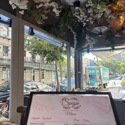 The exterior dining room of the restaurant and Menu