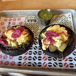 Breakfast taco with great salsa Breakfast taco with great salsa
