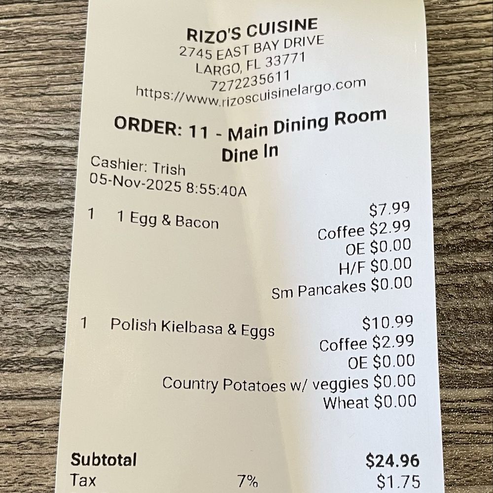 Our bill, thanks Trish!