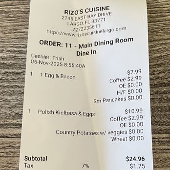 Rizo’s Cuisine - Our bill, thanks Trish! - Mexican Near Me - Largo, Florida Rizo’s Cuisine - Our bill, thanks Trish! - Mexican Near Me - Largo, Florida