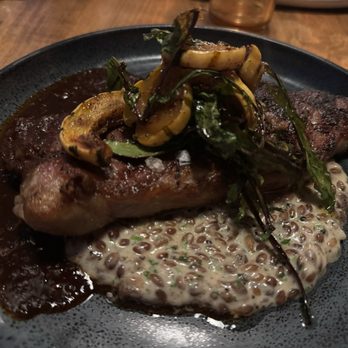 The Monroe - Ny strip, barley risotto. - New American Near Me - Orlando, Florida The Monroe - Ny strip, barley risotto. - New American Near Me - Orlando, Florida