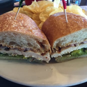 Brother Jon's Alehouse - Chicken pesto sandwich with freshly made chips - American Near Me - Bend, Oregon Brother Jon's Alehouse - Chicken pesto sandwich with freshly made chips - American Near Me - Bend, Oregon