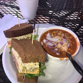The Upper Crust Sandwich Shoppe - 1/2 Tuna sandwich with a cup of chili with cheese and onions. The bread is squaw, and yes all the fixings as it comes. - Delis Near Me - Riverside, California The Upper Crust Sandwich Shoppe - 1/2 Tuna sandwich with a cup of chili with cheese and onions. The bread is squaw, and yes all the fixings as it comes. - Delis Near Me - Riverside, California