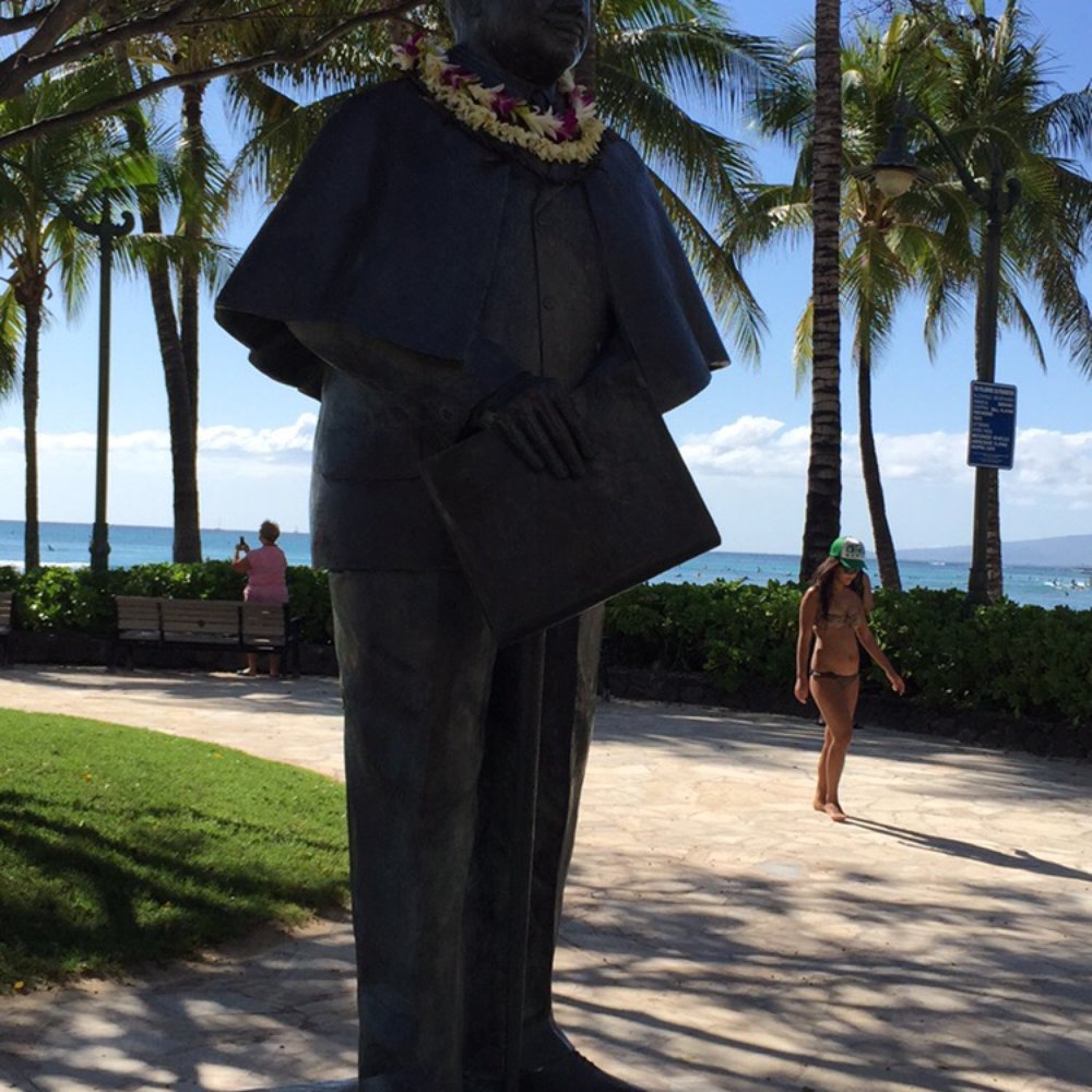 Prince Kuhio Statue - Better with leis draped over his shoulders..properly! - Public Art Near Me - Honolulu, Hawaii Prince Kuhio Statue - Better with leis draped over his shoulders..properly! - Public Art Near Me - Honolulu, Hawaii