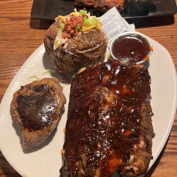 Outback Steakhouse - Ribs and Steak with Loaded Baked Potato - Steakhouses Near Me - Addison, Texas Outback Steakhouse - Ribs and Steak with Loaded Baked Potato - Steakhouses Near Me - Addison, Texas