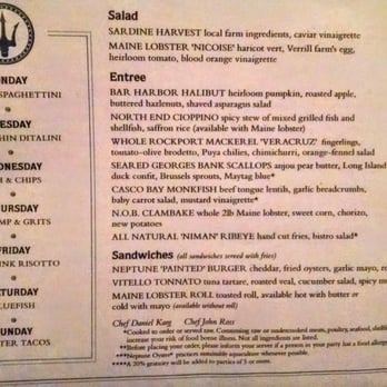 Neptune Oyster - Salad, Entree, Sandwiches, & Specials menu. Sunday lunch 2015-11-01 - Seafood Near Me - Boston, Massachusetts Neptune Oyster - Salad, Entree, Sandwiches, & Specials menu. Sunday lunch 2015-11-01 - Seafood Near Me - Boston, Massachusetts