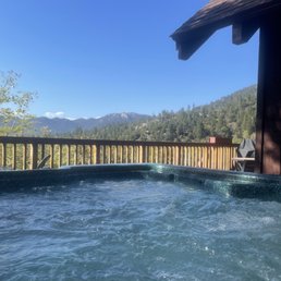 Spa on wrap around deck. Spa on wrap around deck.