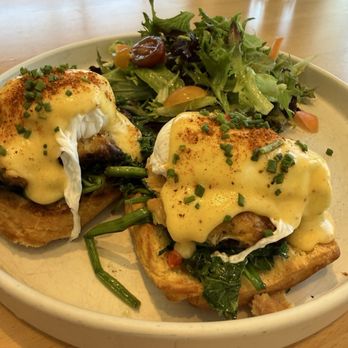 Solstice - Jumbo lump crab cake Benedict - New American Near Me - Irvine, California