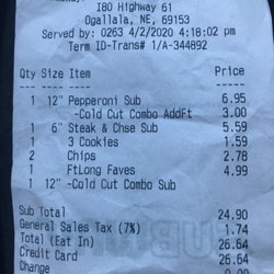 My 12" cold cut combo for 4.99 with 6 slices of pepperoni turn into a 12" pepperoni sub with a AddFt cold cut combo for 9.95