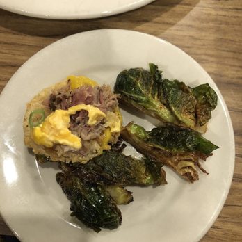 Woodstack BBQ Tavern - Fried green tomato and brussel sprouts. - Barbeque Near Me - Valdosta, Georgia Woodstack BBQ Tavern - Fried green tomato and brussel sprouts. - Barbeque Near Me - Valdosta, Georgia