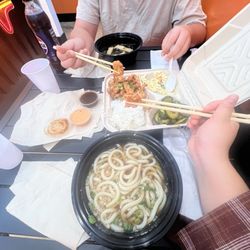Mori Katsu & Kimbap - Tempura udon and Sesame chicken