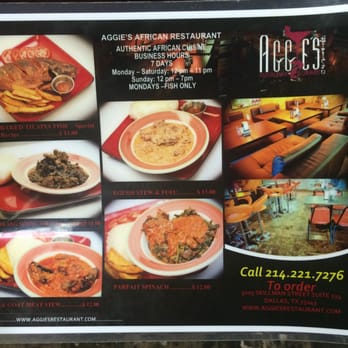Aggie's African Restaurant - Menu! - African Near Me - Dallas, Texas