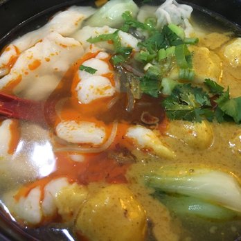 A+ Hong Kong Kitchen - Clear noodles in Szechuan broth, with curried fish balls, sliced fish, and shrimp wontons. THE BEST ($9 and change before tax). - Cantonese Near Me - Seattle, Washington A+ Hong Kong Kitchen - Clear noodles in Szechuan broth, with curried fish balls, sliced fish, and shrimp wontons. THE BEST ($9 and change before tax). - Cantonese Near Me - Seattle, Washington