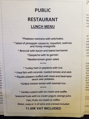 Menu photo 1 Public Madrid, M Menu photo 1 Public Madrid, M