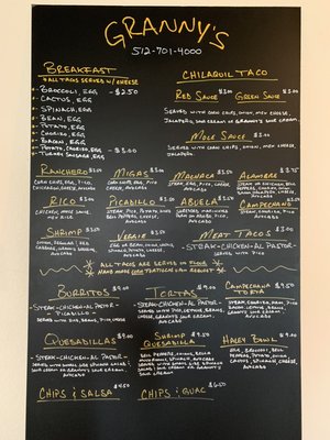 Menu photo 8 Granny's Tacos Austin, TX