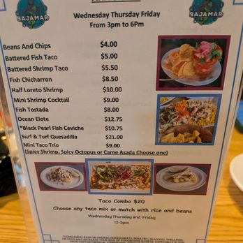 Bajamar Seafood & Tacos - Happy Hour Menu - Seafood Near Me - Henderson, Nevada