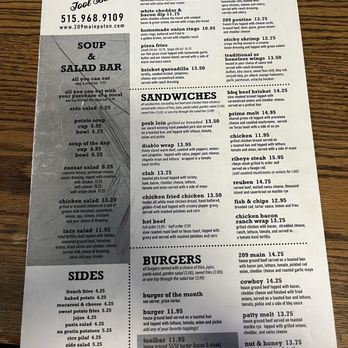 209 Main - Menu - American Near Me - Paton, Iowa