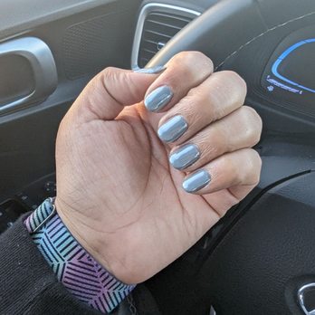 21 Nail Bar - Gel Manicure with chrome in natural lighting - Nail Salons Near Me - Charlotte, North Carolina