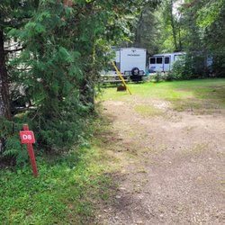 Happy Holiday Campground & Cottages Temagami - Red 8 with pole.   which is yellow... and not photoshopped