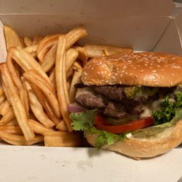 Double Cheeseburger and Wavy Cut French Fries Double Cheeseburger and Wavy Cut French Fries