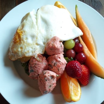 Tweets - Salmon Breakfast with fresh fruit and 2 eggs - Cafes Near Me - Edison, Washington