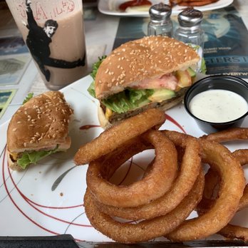 American Burger - Veggie Burger, Onion rings, Choco milkshake - Burgers Near Me - Monterey, California American Burger - Veggie Burger, Onion rings, Choco milkshake - Burgers Near Me - Monterey, California