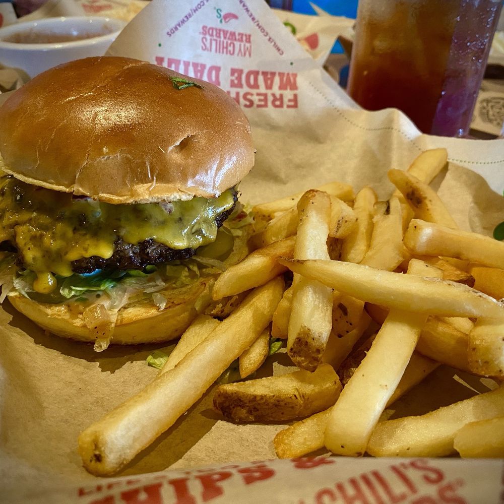 Smash Burger with Fries and Iced Tea Smash Burger with Fries and Iced Tea