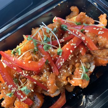 Sushi Garden - Shrimp Tempura Roll w/ Fried Crawfish & Bell Peppers on top - Sushi Bars Near Me - Tucson, Arizona Sushi Garden - Shrimp Tempura Roll w/ Fried Crawfish & Bell Peppers on top - Sushi Bars Near Me - Tucson, Arizona