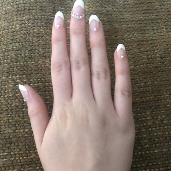 Venus Nails - French tips with jewels - Nail Salons Near Me - Las Vegas, Nevada Venus Nails - French tips with jewels - Nail Salons Near Me - Las Vegas, Nevada