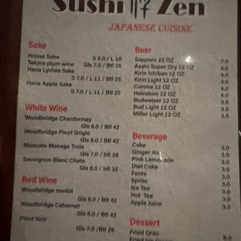 Sushi Zen - Beverage Menu - Japanese Near Me - Jacksonville, Florida Sushi Zen - Beverage Menu - Japanese Near Me - Jacksonville, Florida