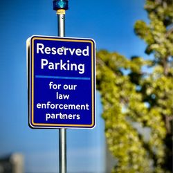 Walmart Supercenter - "Blue light special"  Reserved parking for law enforcement...